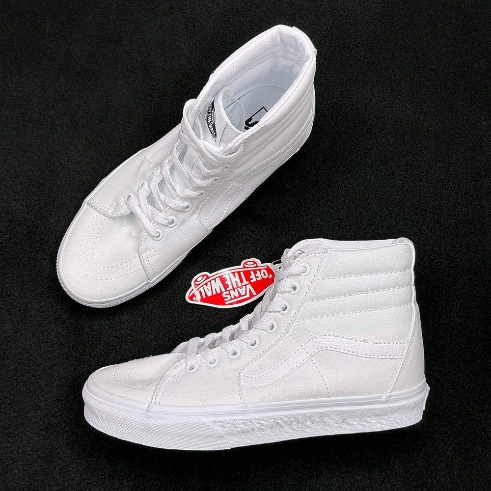 Vans Skate Sk8-Hi White Shoe Sneaker Mens Size 6.5 Womens Size 8 NWOB